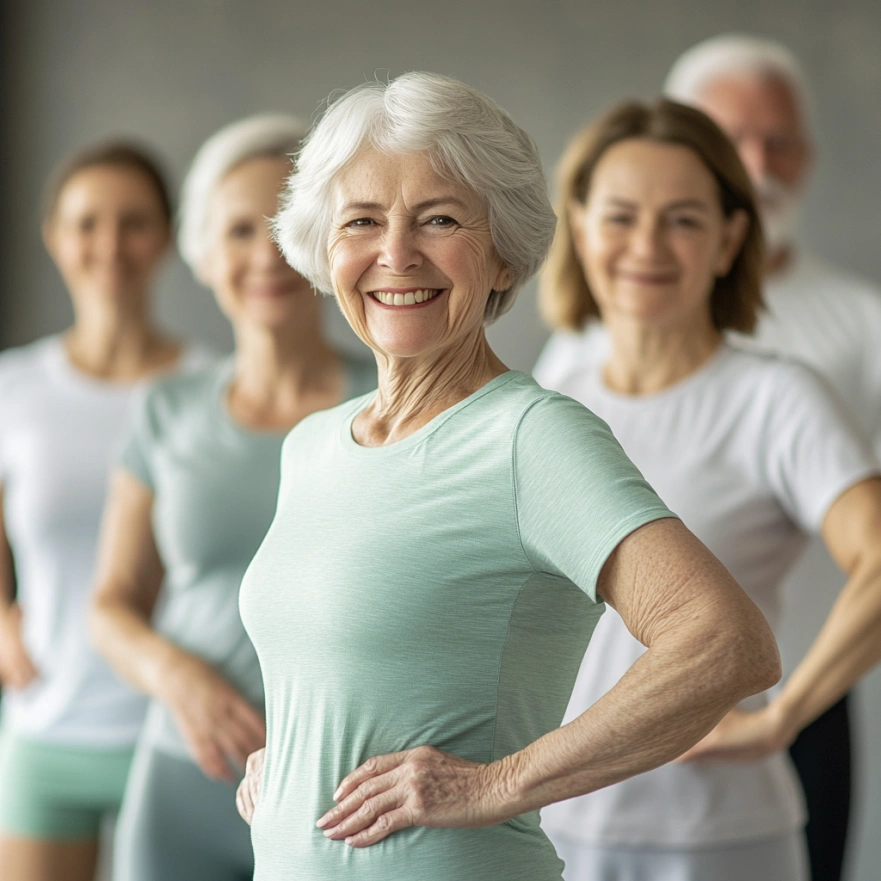 Активні люди поважного віку займаються фітнесом